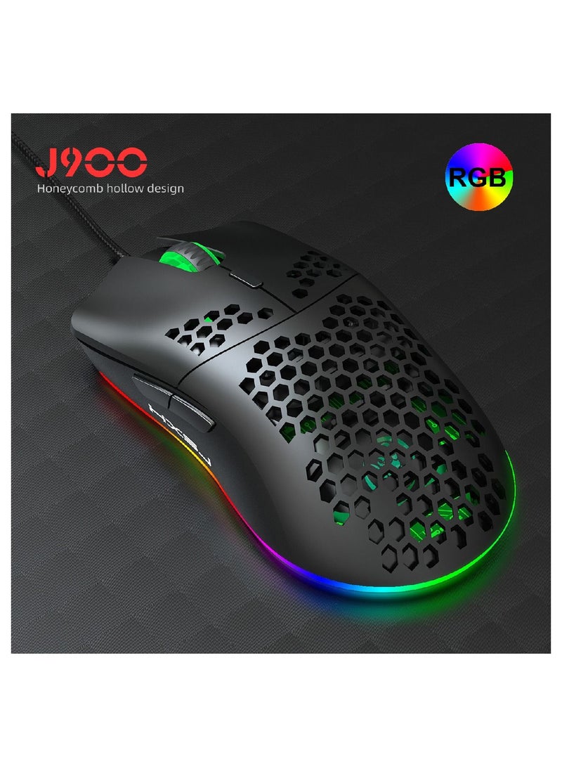 J900 Usb Wired Gaming Mouse Rgb With Six Adjustable Dpi Black