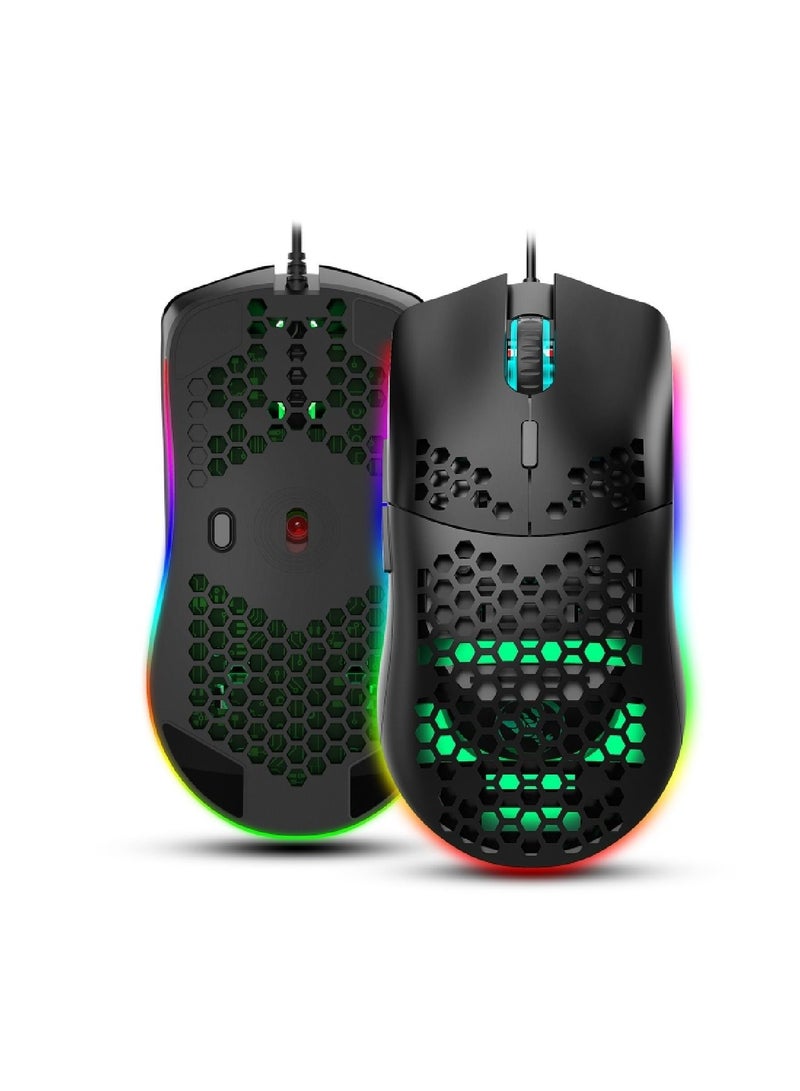 J900 Usb Wired Gaming Mouse Rgb With Six Adjustable Dpi Black