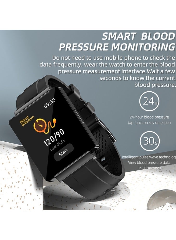 KS01 1.85 Inch Smart Watch Supports Blood Glucose Detection, Blood Pressure Detection, Blood Oxygen Detection(Black)