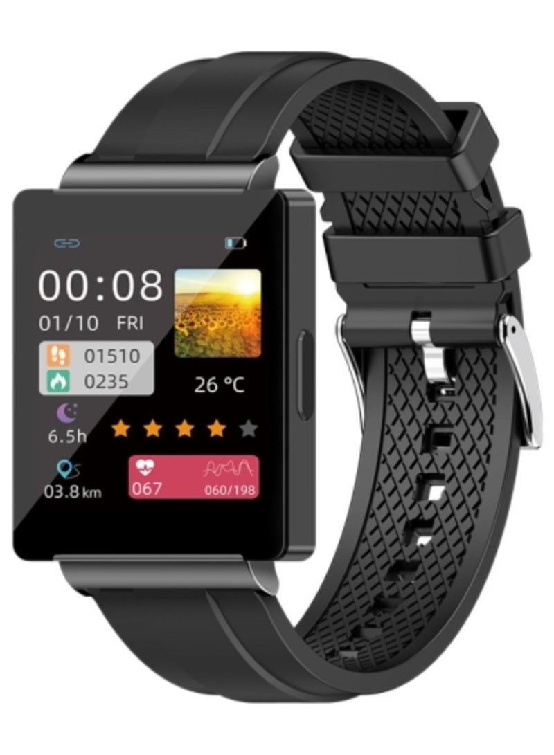 KS01 1.85 Inch Smart Watch Supports Blood Glucose Detection, Blood Pressure Detection, Blood Oxygen Detection(Black)