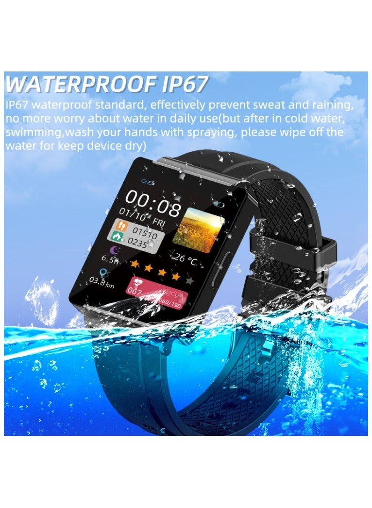 KS01 1.85 Inch Smart Watch Supports Blood Glucose Detection, Blood Pressure Detection, Blood Oxygen Detection(Black)