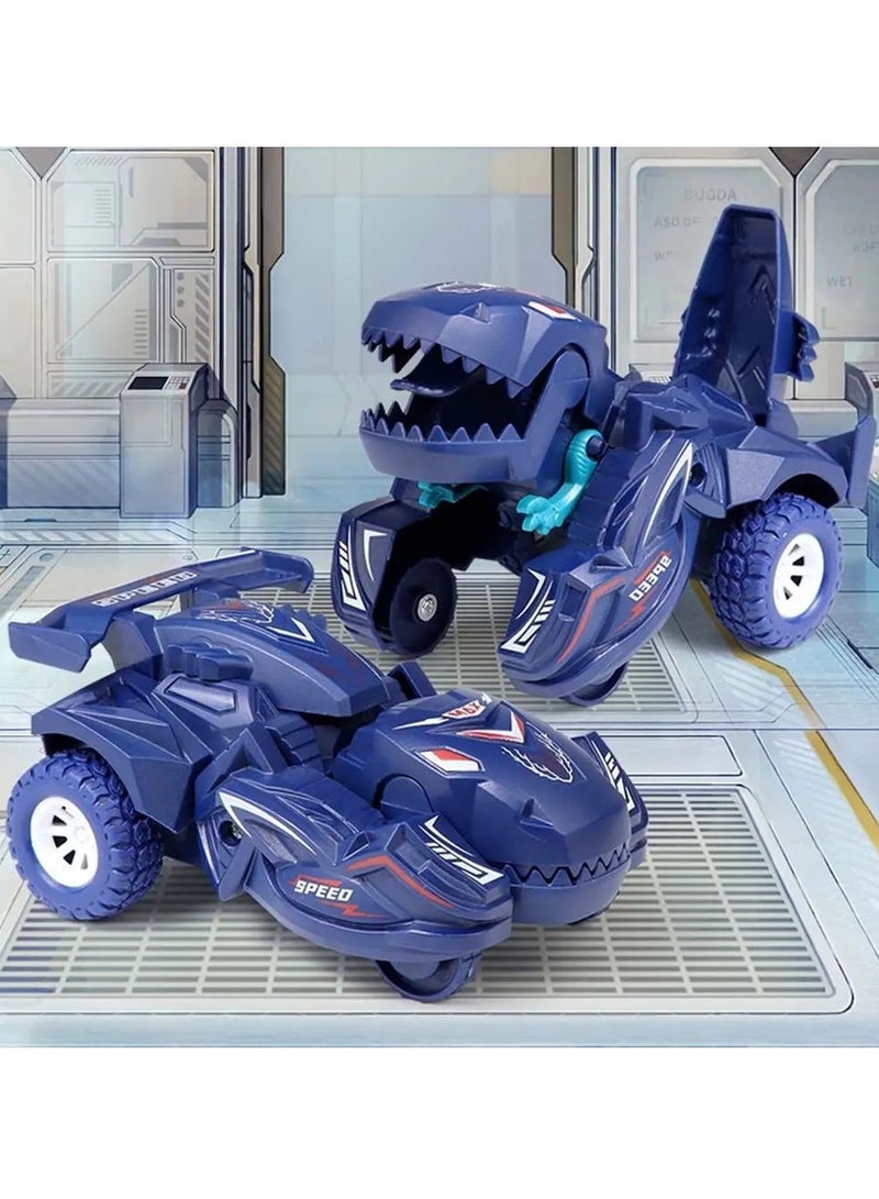 Transforming Dinosaur Toy, Inertia Sliding Car Crash Deformation Dinosaur Toy, Durable And Safe Children's Dinosaur Car Toy, Elegant Design Dinosaur Models Car Toys For Kids, (Dark Blue)