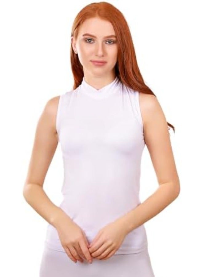 Women's High Neck Sleeveless Top - Sleeveless Tops Slim Fit, Basic Lightweight Soft T-Shirts