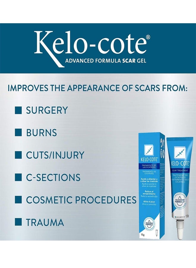 Advanced Formula Scar Treatment Gel 15g, Helps Soften And Smooth Raised Scars, Maintaining The Moisture Balance of The Adjacent Skin, Reduces Discolouration, Redness, Pain and Discomfort of Scars