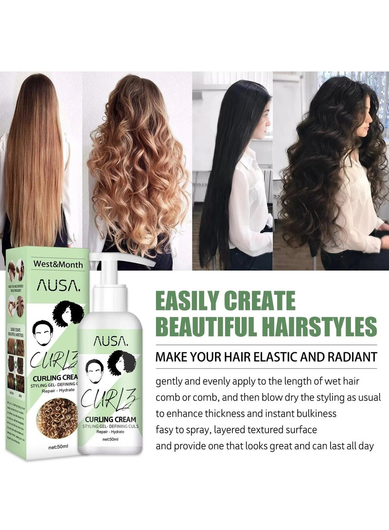 Curl Boost Defining Cream, Curly Hair Moisturizing Styling Cream, Smooth Hair Styling Conditioning Cream, Anti Frizz Long Lasting Bouncy Resilient Enhancer Cream, (50ml)