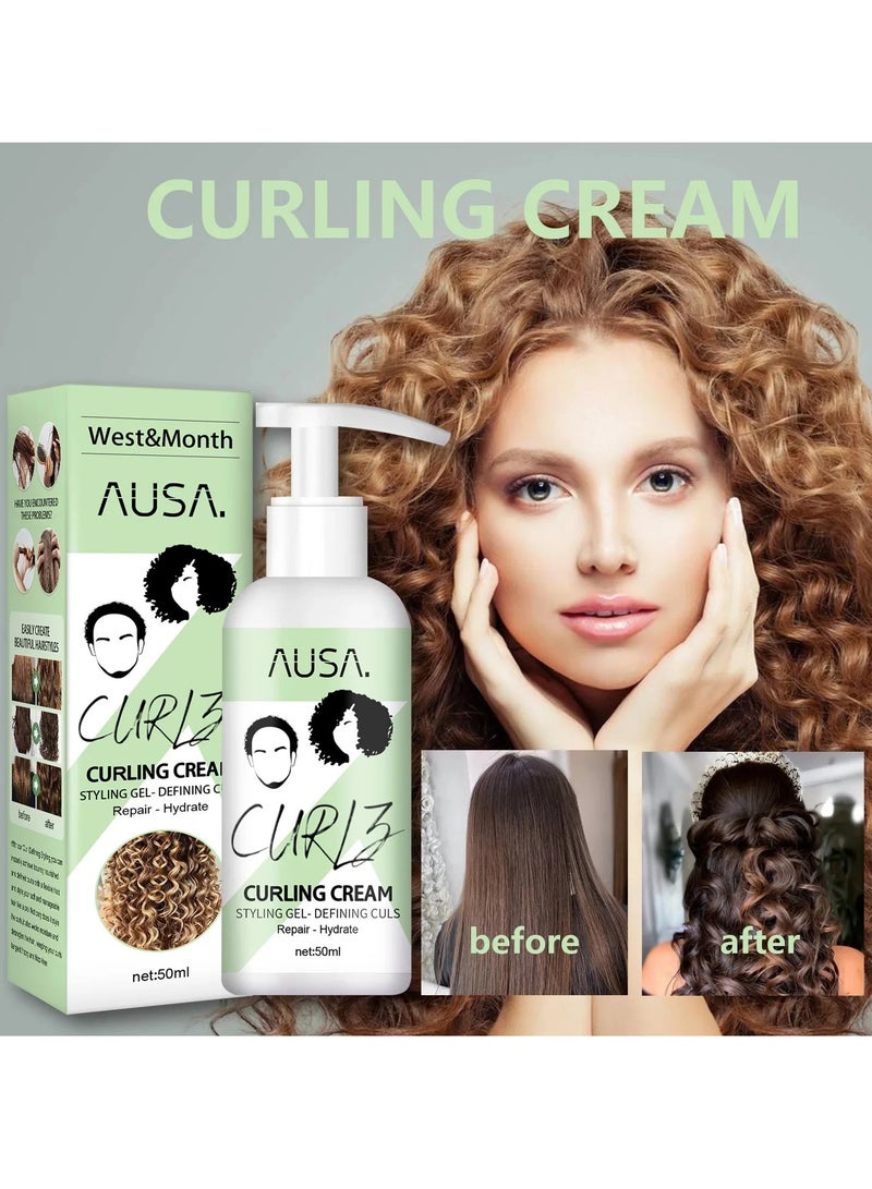Curl Boost Defining Cream, Curly Hair Moisturizing Styling Cream, Smooth Hair Styling Conditioning Cream, Anti Frizz Long Lasting Bouncy Resilient Enhancer Cream, (50ml)