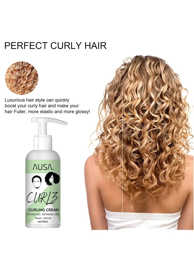 Curl Boost Defining Cream, Curly Hair Moisturizing Styling Cream, Smooth Hair Styling Conditioning Cream, Anti Frizz Long Lasting Bouncy Resilient Enhancer Cream, (50ml)