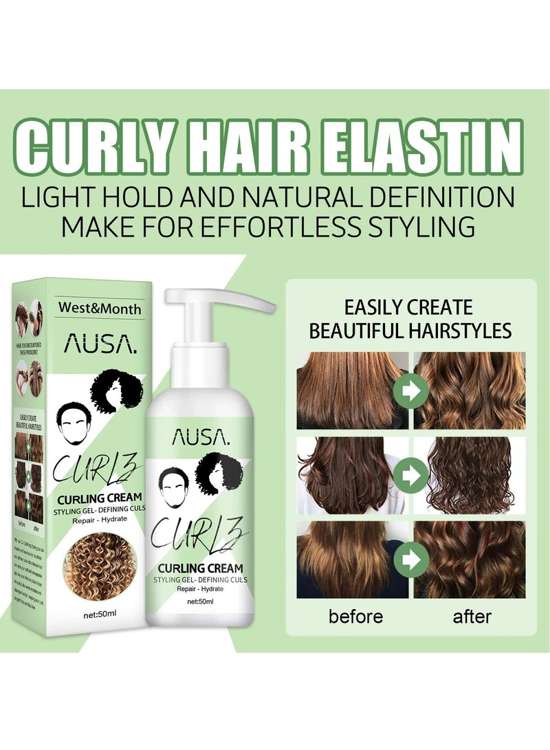 Curl Boost Defining Cream, Curly Hair Moisturizing Styling Cream, Smooth Hair Styling Conditioning Cream, Anti Frizz Long Lasting Bouncy Resilient Enhancer Cream, (50ml)
