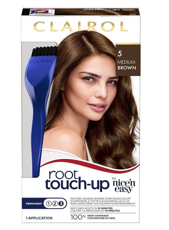 Clairol Root Touch-Up Permanent Hair Color Creme, #5 Medium Brown, 1 Count