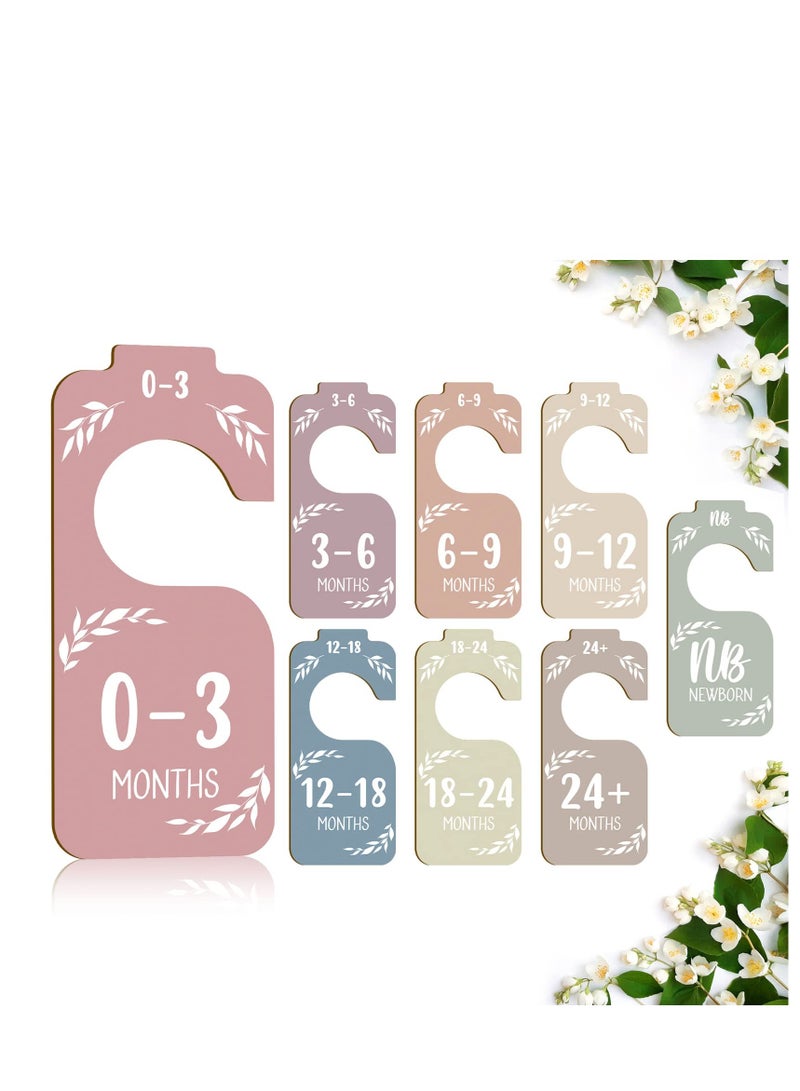 Baby Closet Dividers for Clothes Organizer -Beautiful Wooden Double-Sided Baby Clothes Size Hanger Organizers for Newborn to 24 Months for Nursery Decor