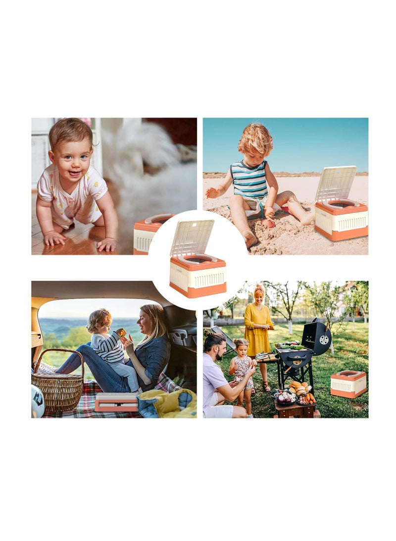Foldable Potty, Portable Potty Seat for Toddler In Travel, Kids Training, Moblie Toilet In Car, In Urgent Toilet, for Camping, Outdoor, Indoor(1 Storage Bag + 20 Garbage Bags)