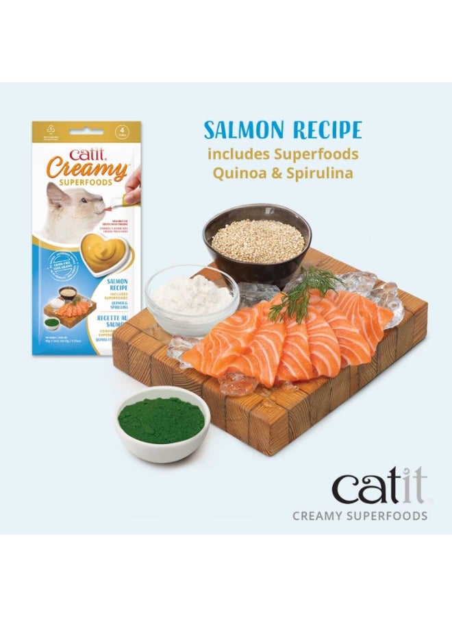 Catit Creamy Superfood Treats Salmon Recipe with Quinoa Spirulina 12pk