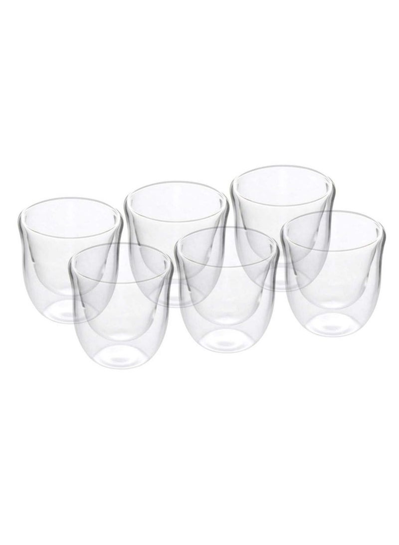 Borosilicate Glass Double Wall Cawa Cup Set 70ml 6Pcs 21.8x14.5x7.5cm