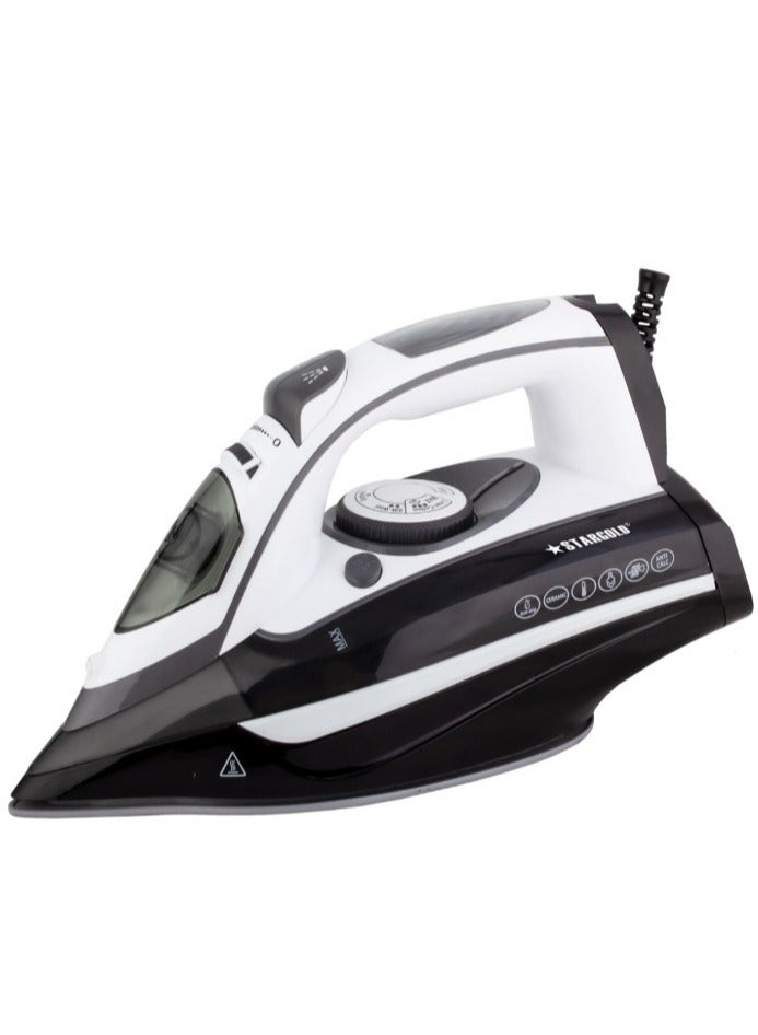 Dry and Wet Steam Iron With Self-clean function Adjustable Temperature Control Ceramic Soleplate 3000W White Black 979
