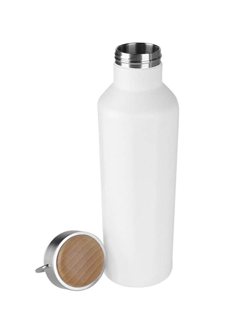 Beautiful Stainless Steel Water Bottle with Bamboo Lid