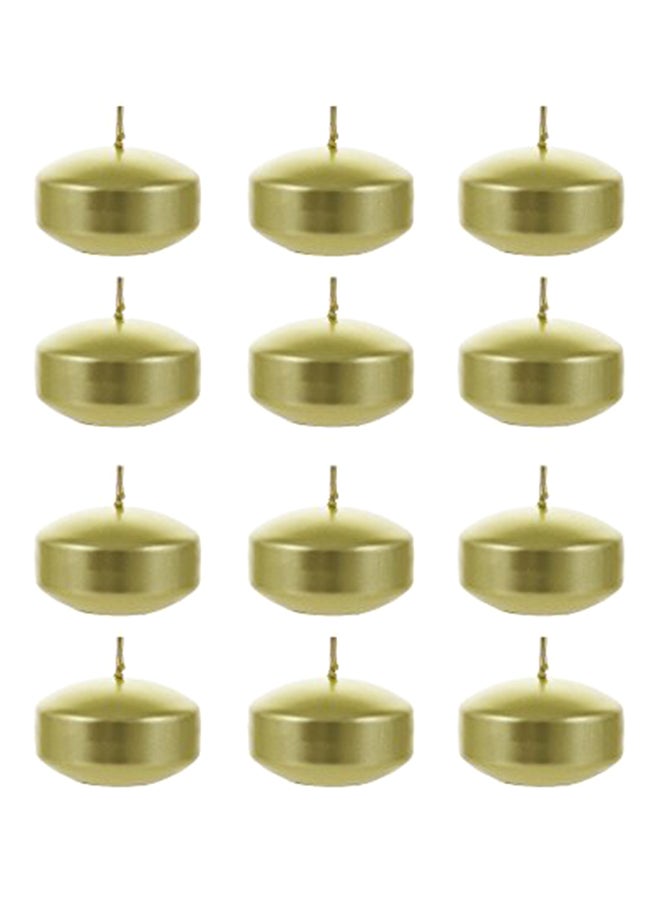 12-Piece Unscented Floating Disc Candles Gold 1x2x2inch
