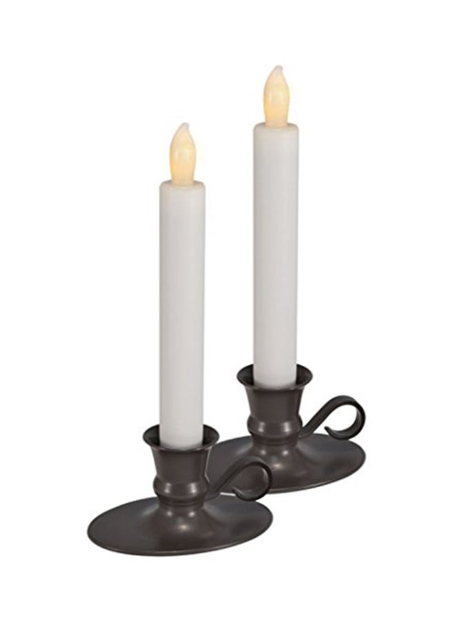 Set of 2 Led Taper Candles With Timer White 8.5x4x2.75inch