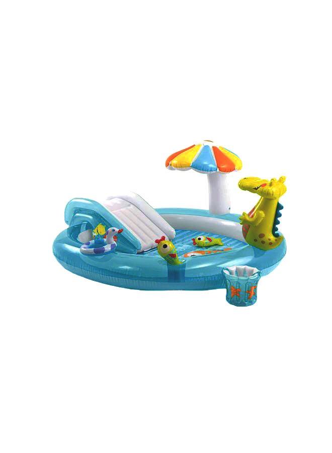 Portable Outdoor Lightweight Compact Gator Inflatable Slide Play Centre Swimming Pool 203x173x89cm