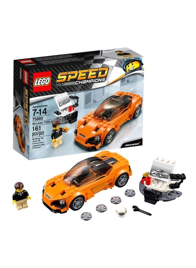 Lego 75880 Speed Champions Mclaren 720S Building Toy, 161Pcs, Orange/Black 7+ Years