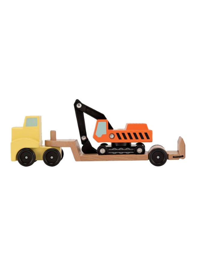3-Piece Trailer And Excavator Wooden Vehicle Set