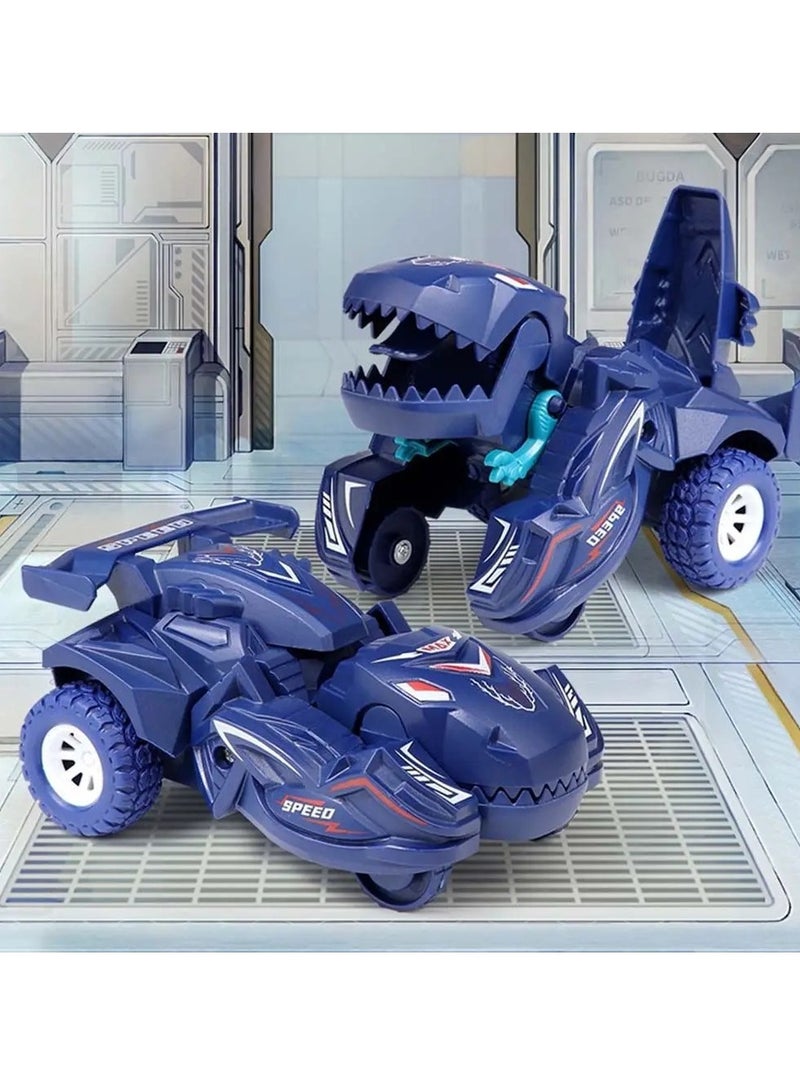 Transforming Dinosaur Toy, Inertia Sliding Car Crash Deformation Dinosaur Toy, Durable And Safe Children's Dinosaur Car Toy, Elegant Design Dinosaur Models Car Toys For Kids, (Light Blue)