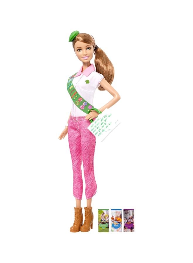 Girl Scout Barbie Doll With Blonde Hair And Accessories