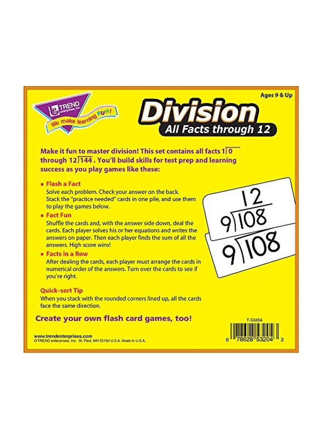 Division All Facts Through 12 Skill Drill Flash Cards T53204