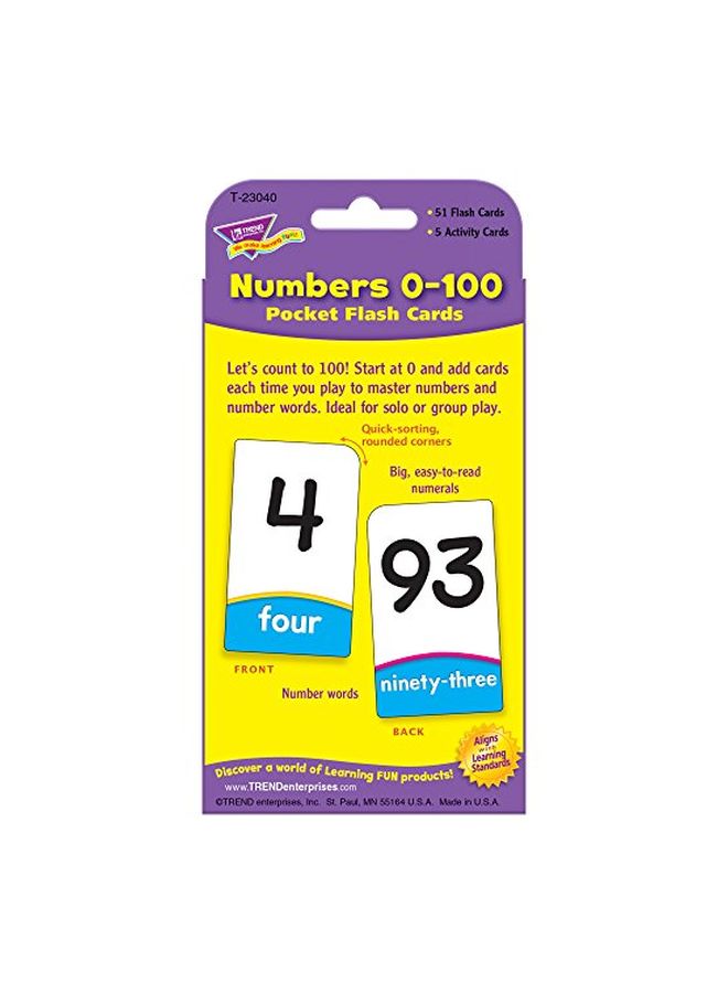 56-Piece 0-100 Numbers Pocket Flash Cards T-23040