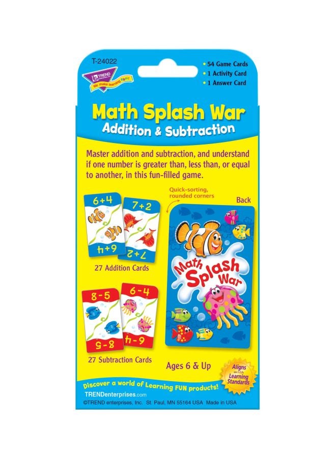 Math Splash War Addition And Subtraction Card Game T-24022