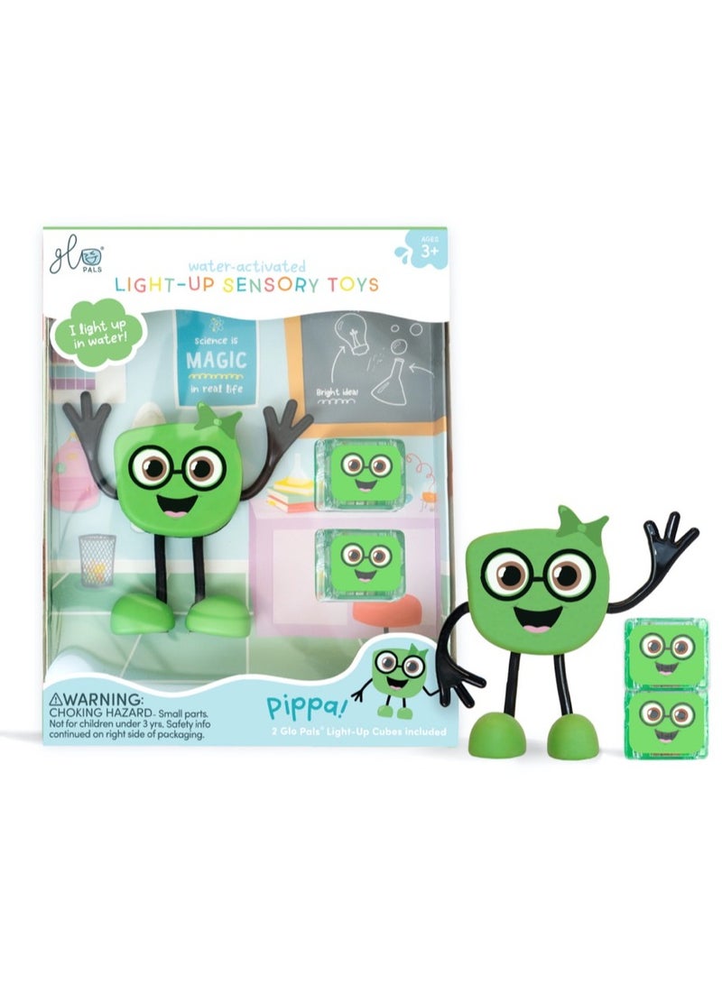 Glo Pals Bath Toys Character & Water-Activated Light-Up Cubes - Sensory Toys for Girls & Boys - Sami + 2 Green Cubes