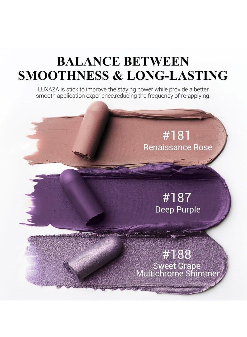 3PCS Cream Eyeshadow Stick Set,Pro Longwear Purple Eye Shadow Sticks Pencil Crayon-Grape Glam