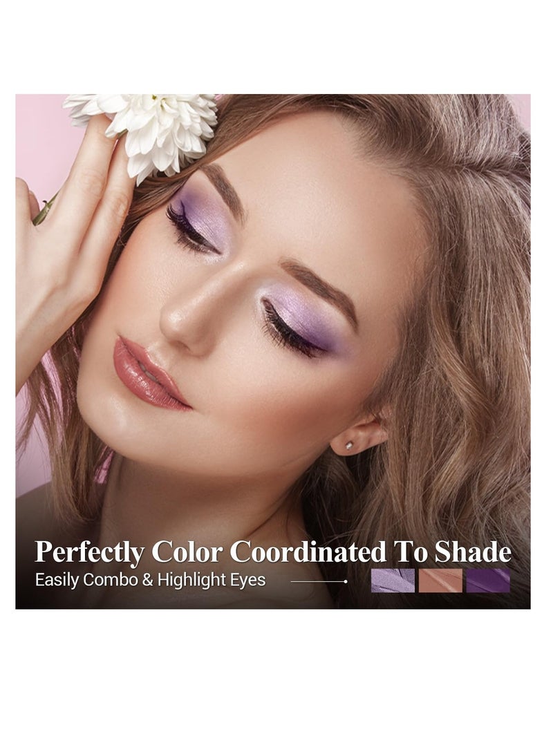 3PCS Cream Eyeshadow Stick Set,Pro Longwear Purple Eye Shadow Sticks Pencil Crayon-Grape Glam