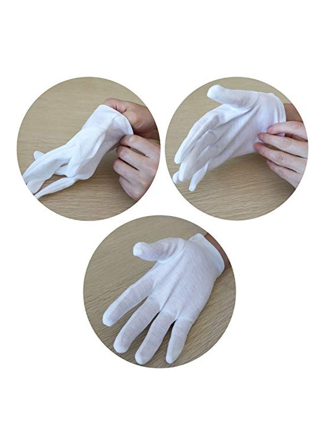 Pair Of 12 Cotton Gloves White M