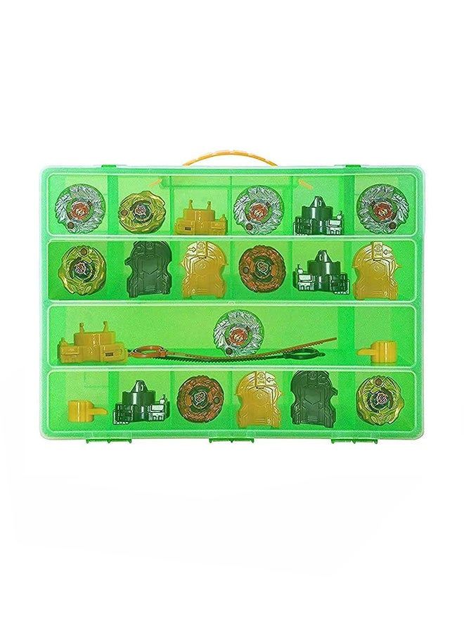 Beyblade Green Case, Battle Box For Kids, Compatible With Beyblades, 17 Compartment Playset Organizer