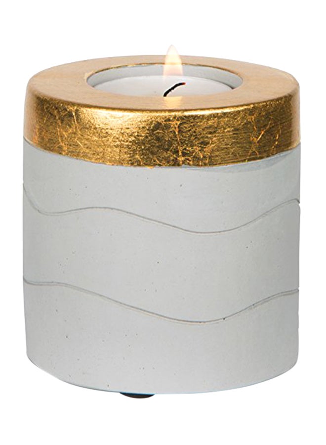 Nurse Cement Pillar Tea Light Holder White/Gold