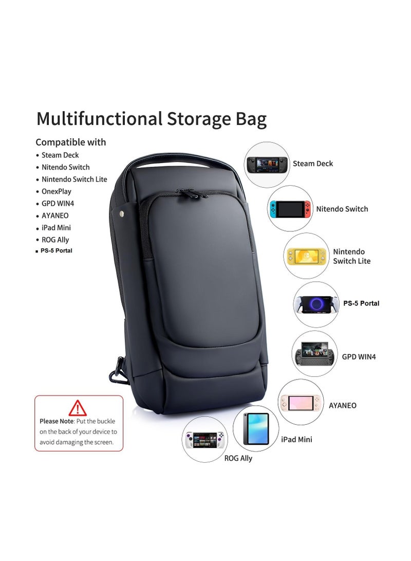 Carrying Case for PS5 Portal Travel Bag Crossbody Bag for Steam Deck Nintendo Switch ,Waterproof and Shockproof for Protector Travel Case for Playstation Portal (BLACK)