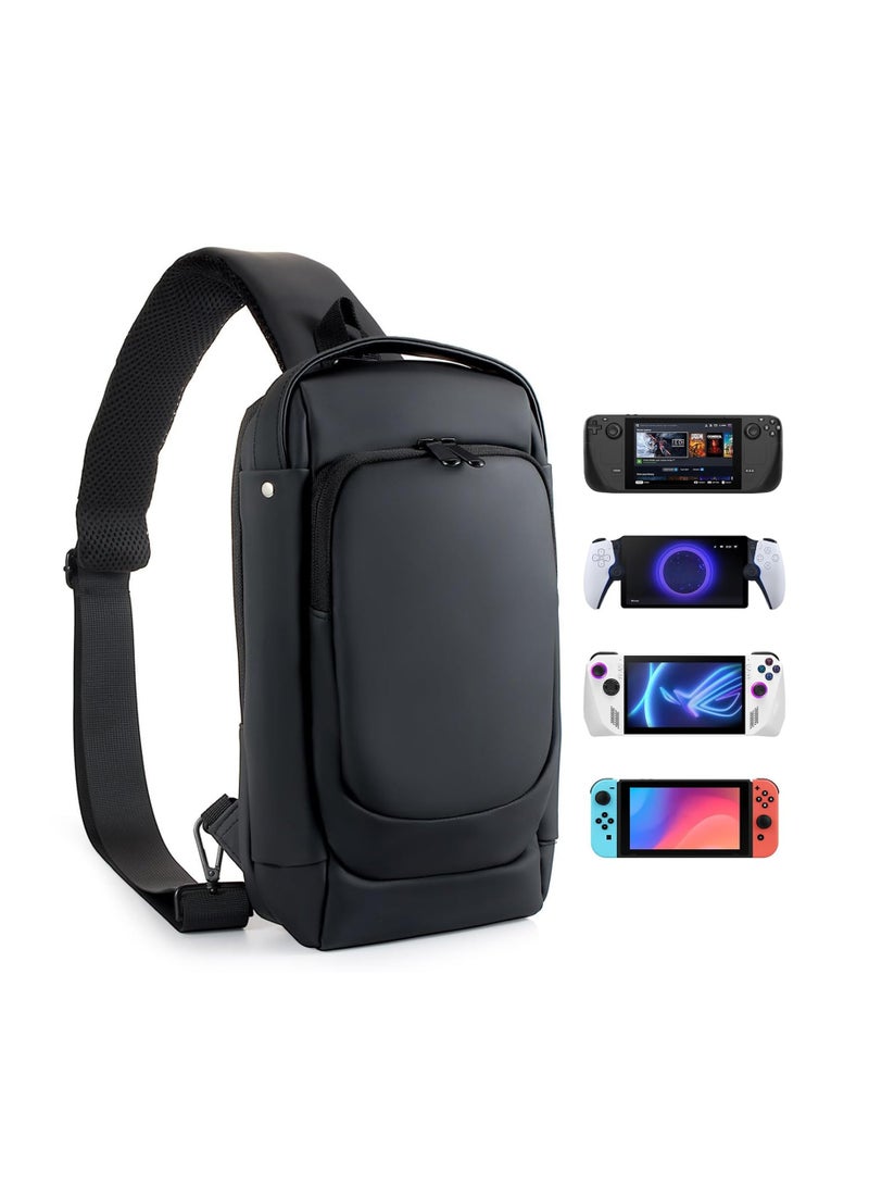 Carrying Case for PS5 Portal Travel Bag Crossbody Bag for Steam Deck Nintendo Switch ,Waterproof and Shockproof for Protector Travel Case for Playstation Portal (BLACK)