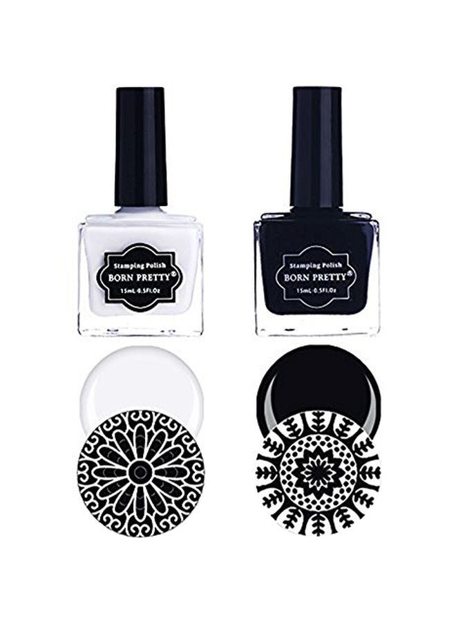2-Piece Nail Art Stamping Polish White/Black
