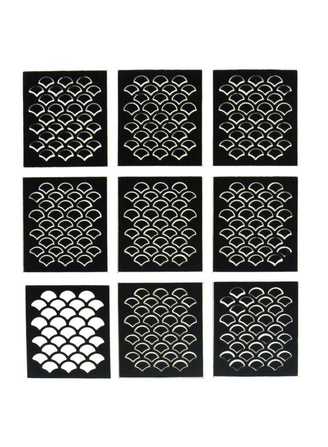 9-Piece Mermaind Scale Stencil Nail Art Guides Tape Black/White