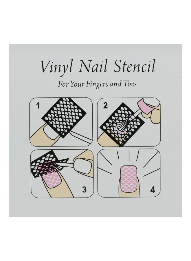 9-Piece Mermaind Scale Stencil Nail Art Guides Tape Black/White