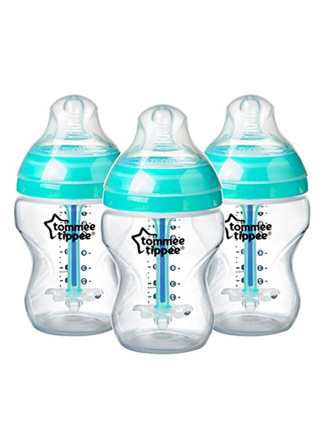 Advanced Anti-Colic Feeding Bottle, Pack Of 3, 266ml - Clear/Green