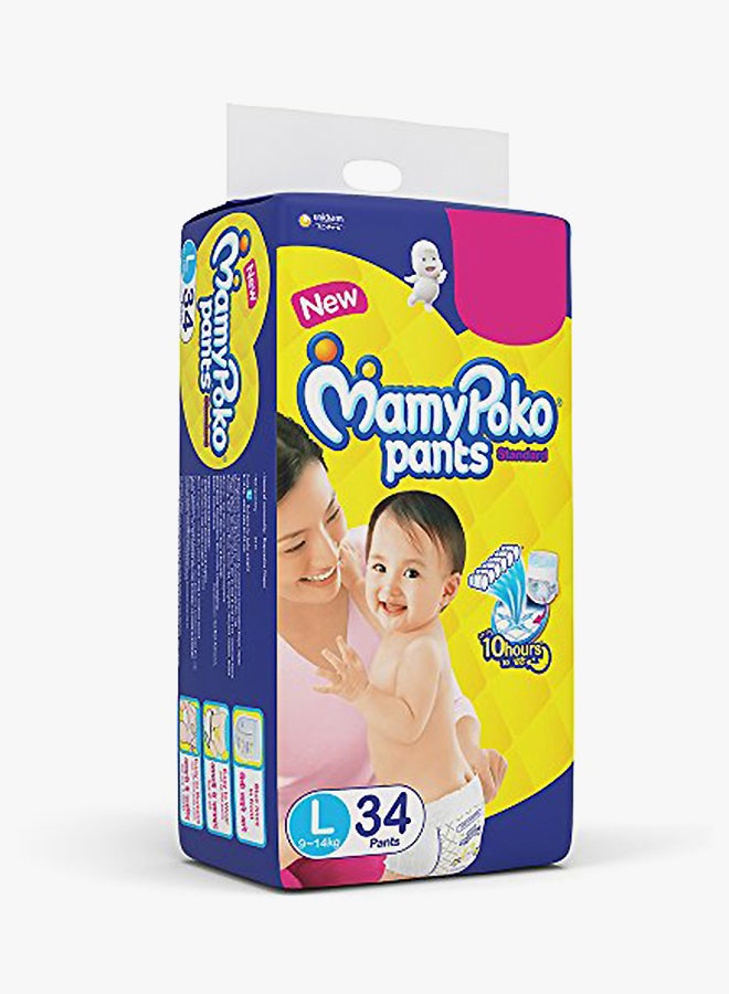 Standard Pant Style Diapers, Size Large, 9-14 Kg, 34 Count