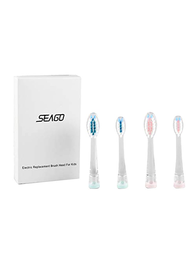 4-Piece Electric Toothbrush Replacement Head Set Green/Pink/Clear