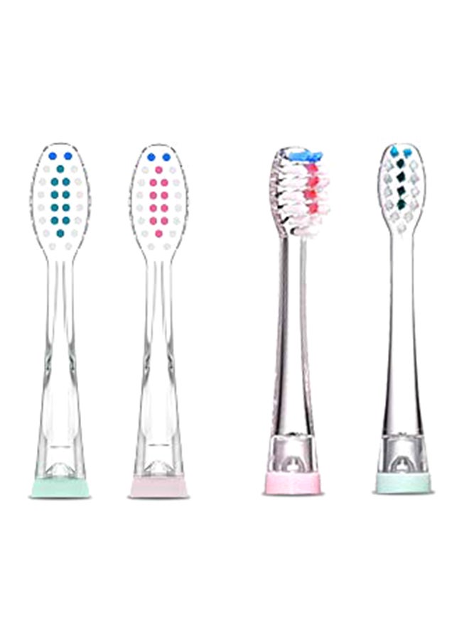 4-Piece Electric Toothbrush Replacement Head Set Green/Pink/Clear