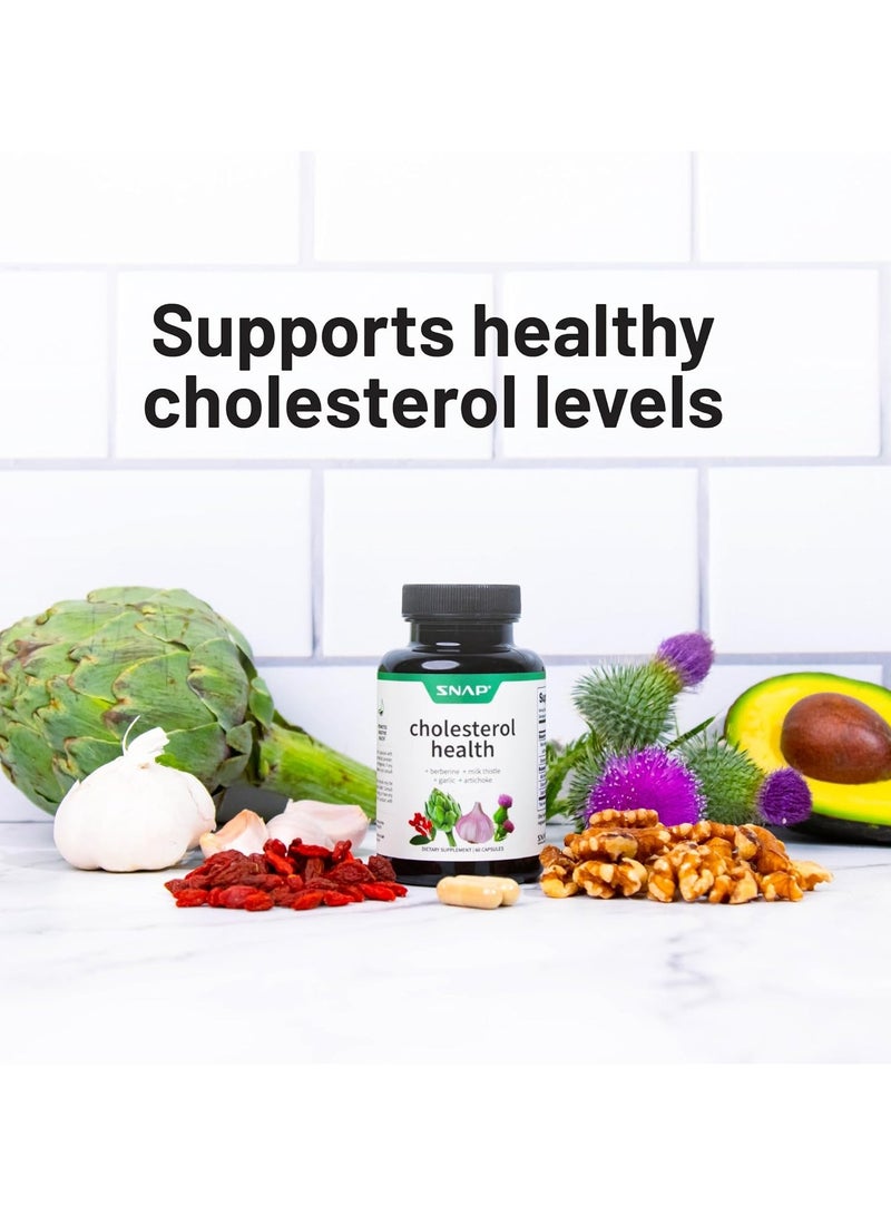 Cholesterol Health + Berberine + Milk Thistle + Garlic + Artichoke - Dietary Supplement - Support Healthy Cholesterol Levels and Natural Heart Health, 60 Capsules