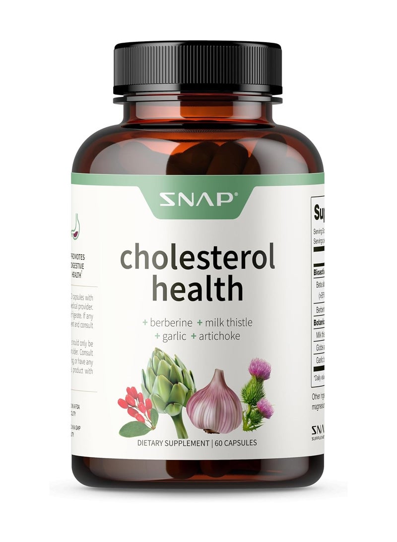 Cholesterol Health + Berberine + Milk Thistle + Garlic + Artichoke - Dietary Supplement - Support Healthy Cholesterol Levels and Natural Heart Health, 60 Capsules