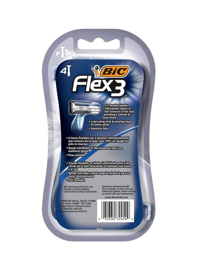 4-Piece Triple Blade Disposable Razor Blue