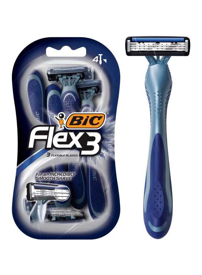 4-Piece Triple Blade Disposable Razor Blue