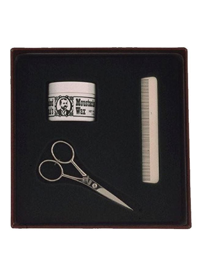 Moustache Wax With Comb And Scissors Set Silver/Beige
