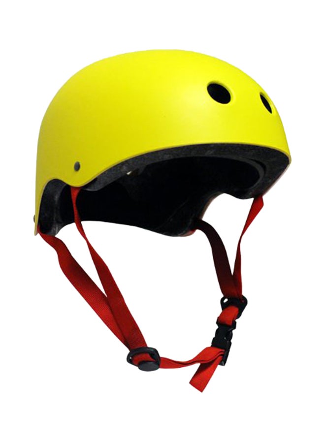 Yellow Shell with Red Strap Skateboard Helmet 16.76x10.67x22.35inch
